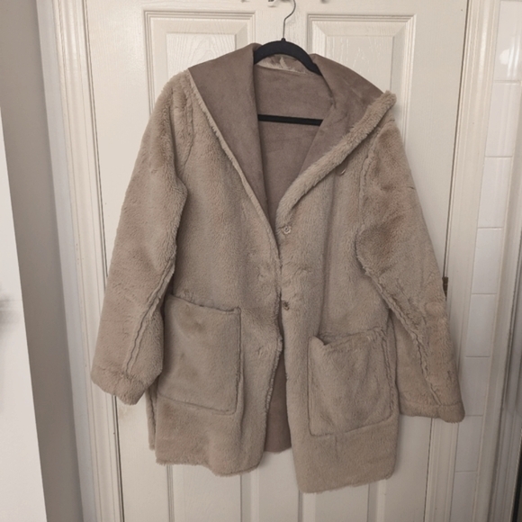 Penningtons Winter Jacket Coat with Faux Suede Faux Fur Hood size 1XL - Picture 3 of 6